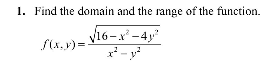 find the domain and range of the function fx 16 x 2