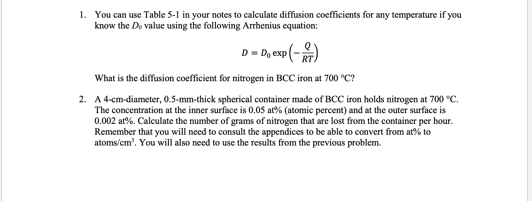 Solved 1. You can use Table 5-1 in your notes to calculate | Chegg.com