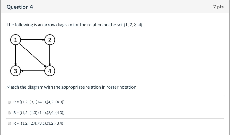Solved Question 4 7 pts The following is an arrow diagram | Chegg.com