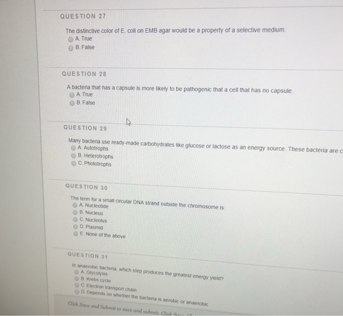 Solved QUESTION 27 The distinctive color of E. coli on EMB | Chegg.com