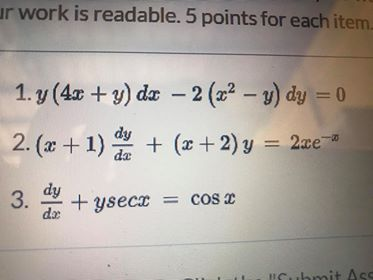 Solved Ur Work Is Readable 5 Points For Each Item 1 Y Chegg Com