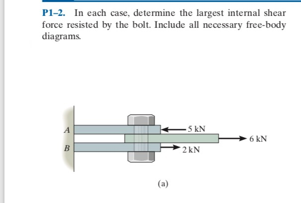 P1 2 In Each Case Determine The Largest Internal Shear Force Resisted By The Bolt Include All 