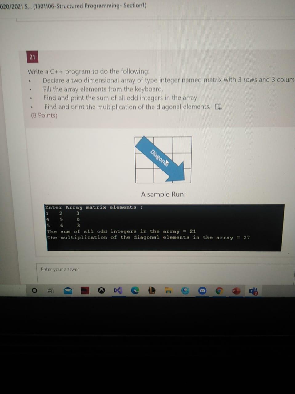 Solved 020/2021 S... (1301106-Structured Programming | Chegg.com