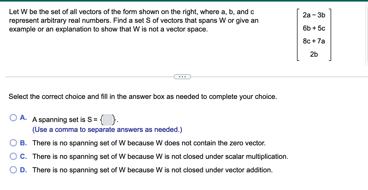 Solved 2a 3b Let W Be The Set Of All Vectors Of The Form 0094