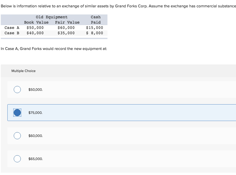 Solved Below is information relative to an exchange of | Chegg.com