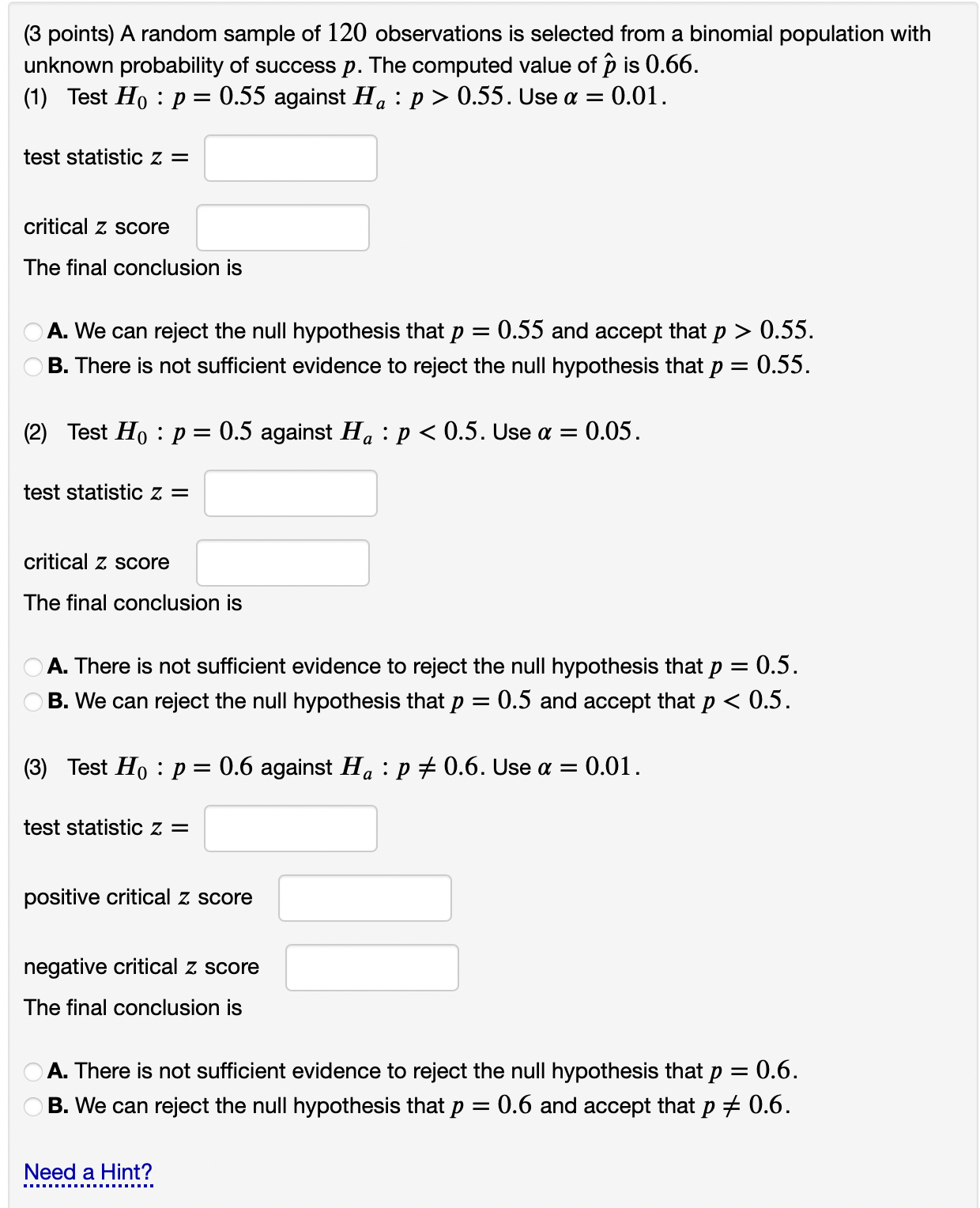 Solved (3 points) A random sample of 120 observations is | Chegg.com