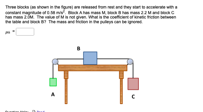 Solved Three blocks (as shown in the figure) are released | Chegg.com