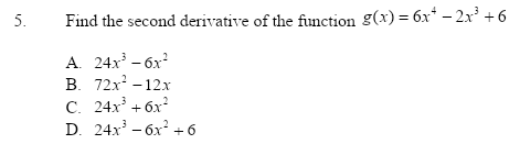 Solved . 5. Find the second derivative of the function g(x) | Chegg.com
