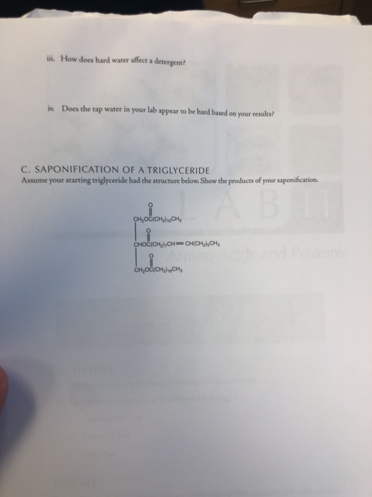 Solved ii. How does hard water affect a detergent? ik. Does