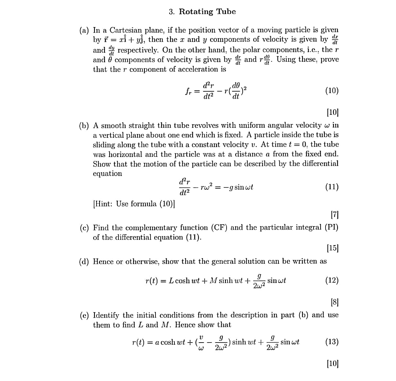 Solved 3 Rotating Tube A In A Cartesian Plane If The Chegg Com