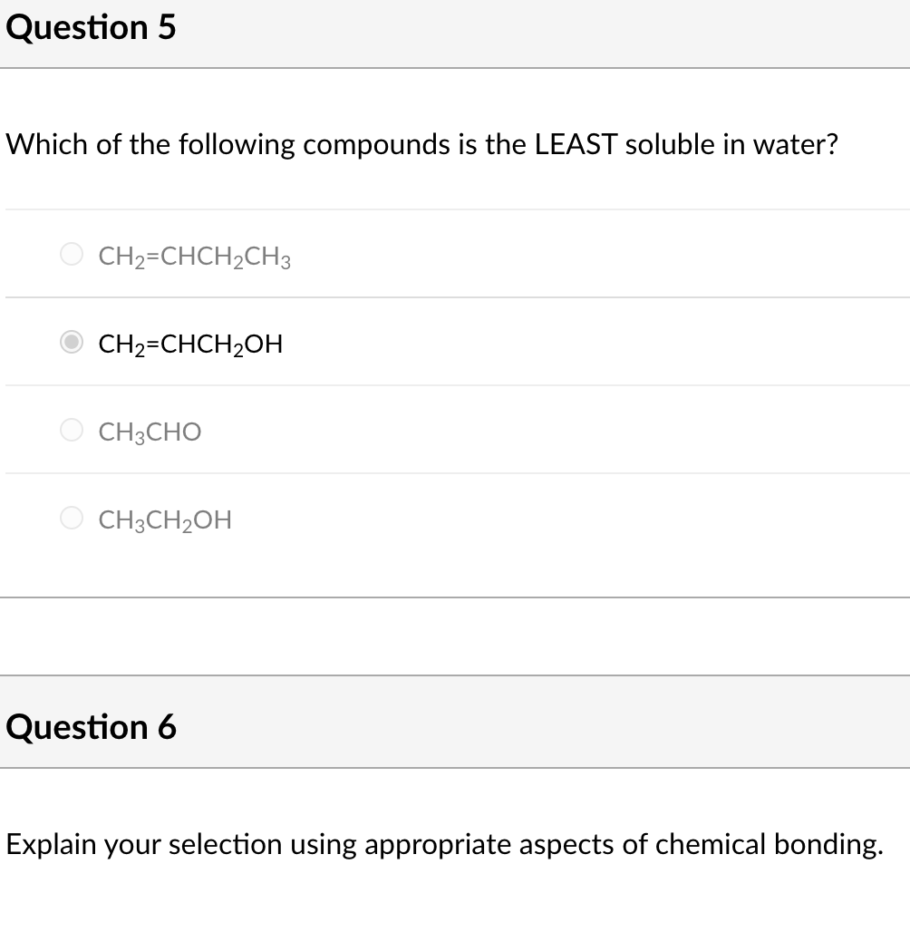 Solved Which of the following compounds is the LEAST soluble
