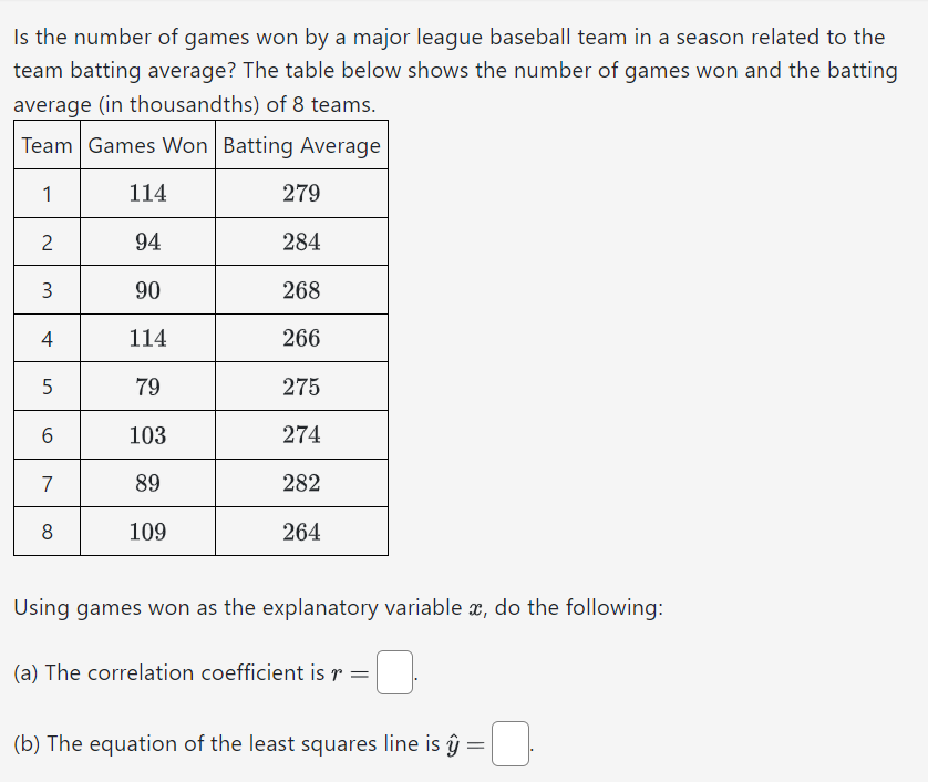 Solved Is the number of games won by a major league baseball | Chegg.com