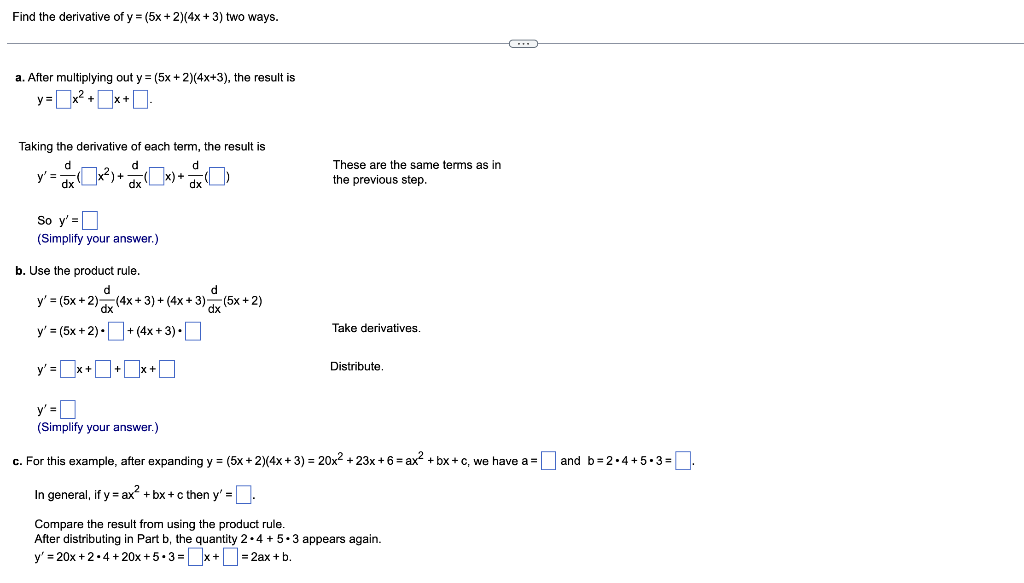solved-find-the-derivative-of-y-5x-2-4x-3-two-ways-a-chegg
