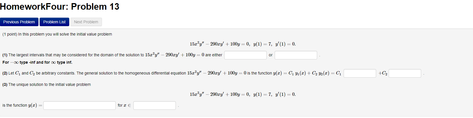 Solved HomeworkFour: Problem 13 Previous Problem Problem | Chegg.com