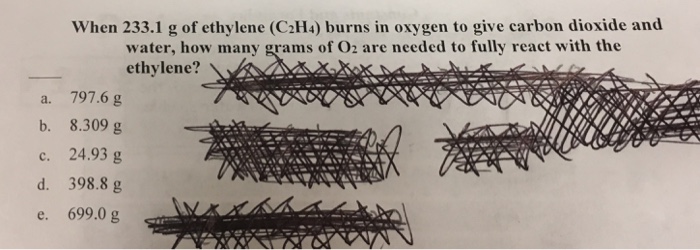 Solved When 233.1 g of ethylene C2H4 burns in oxygen to Chegg