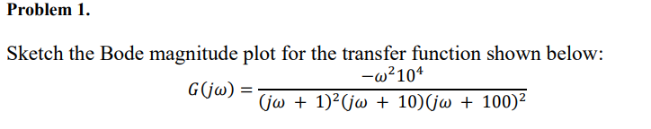 Solved Problem 1. Sketch the Bode magnitude plot for the | Chegg.com
