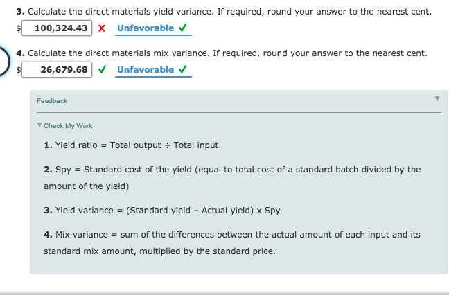 Direct Material Yield Variance Solved Direct Materials Mix and Yield Variances Chypre, | Chegg.com