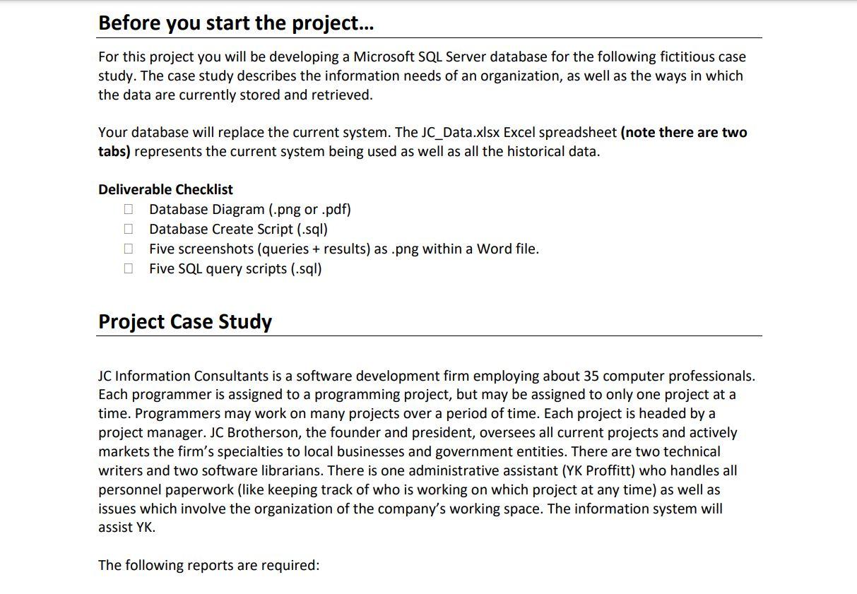 Solved Before you start the project... For this project you | Chegg.com