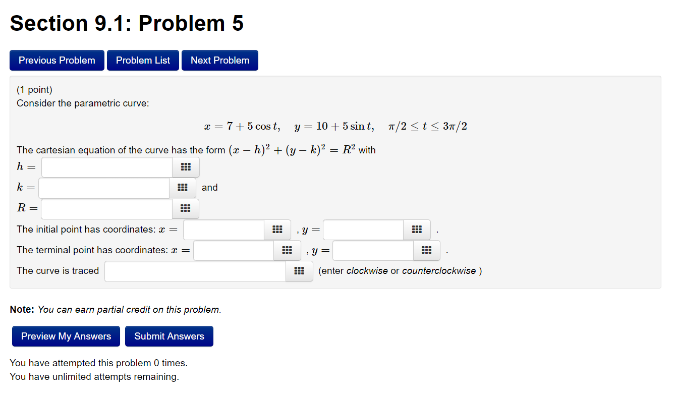 Solved Section 9.1: Problem 5 Previous Problem Problem List | Chegg.com