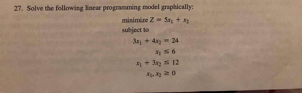 Solved 27. Solve the following linear programming model | Chegg.com