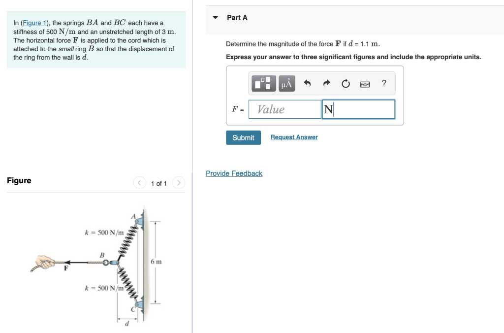 Solved In (Figure 1), The Springs BA And BC Each Have A | Chegg.com