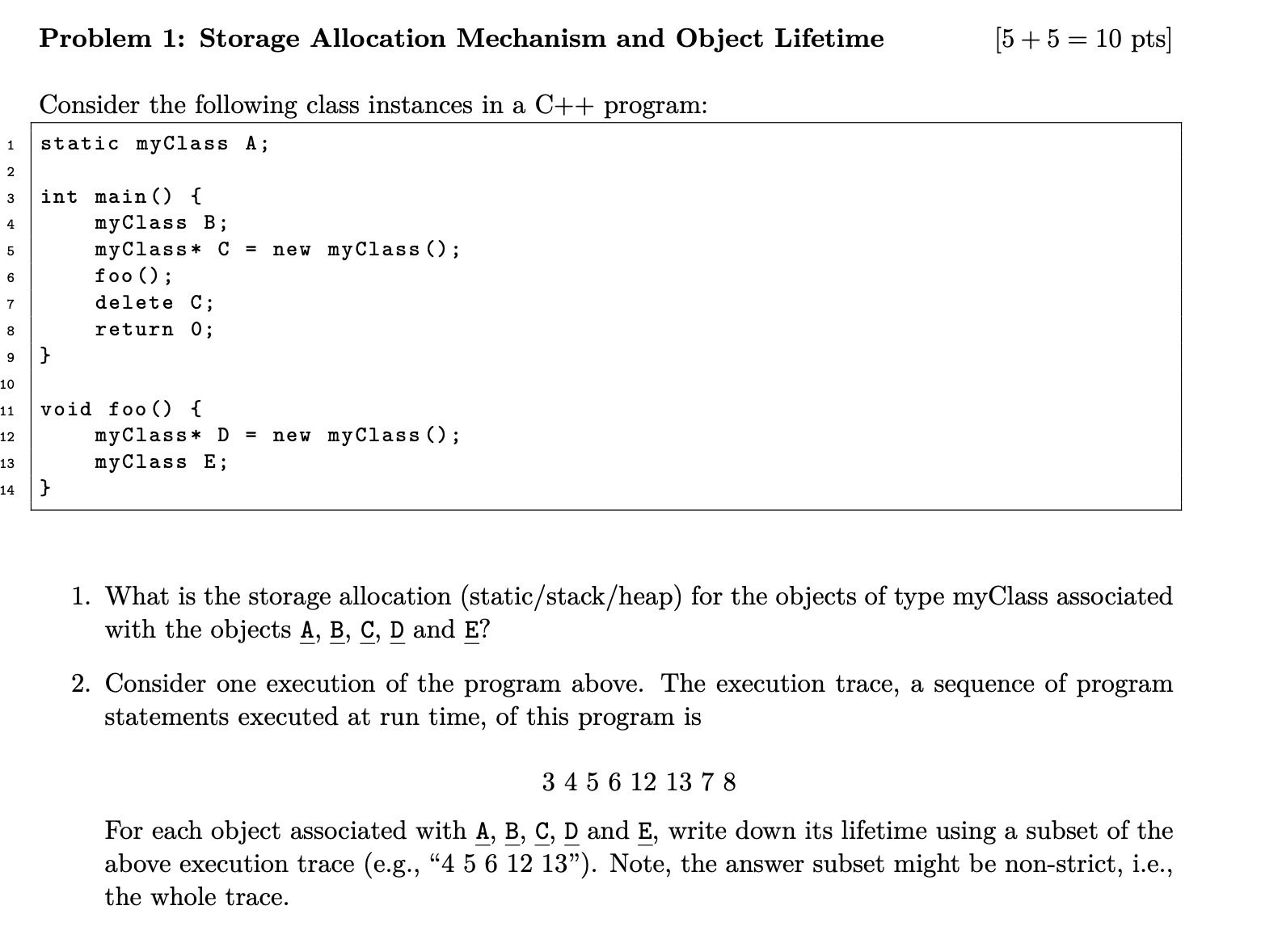 Solved Problem 1: Storage Allocation Mechanism and Object | Chegg.com