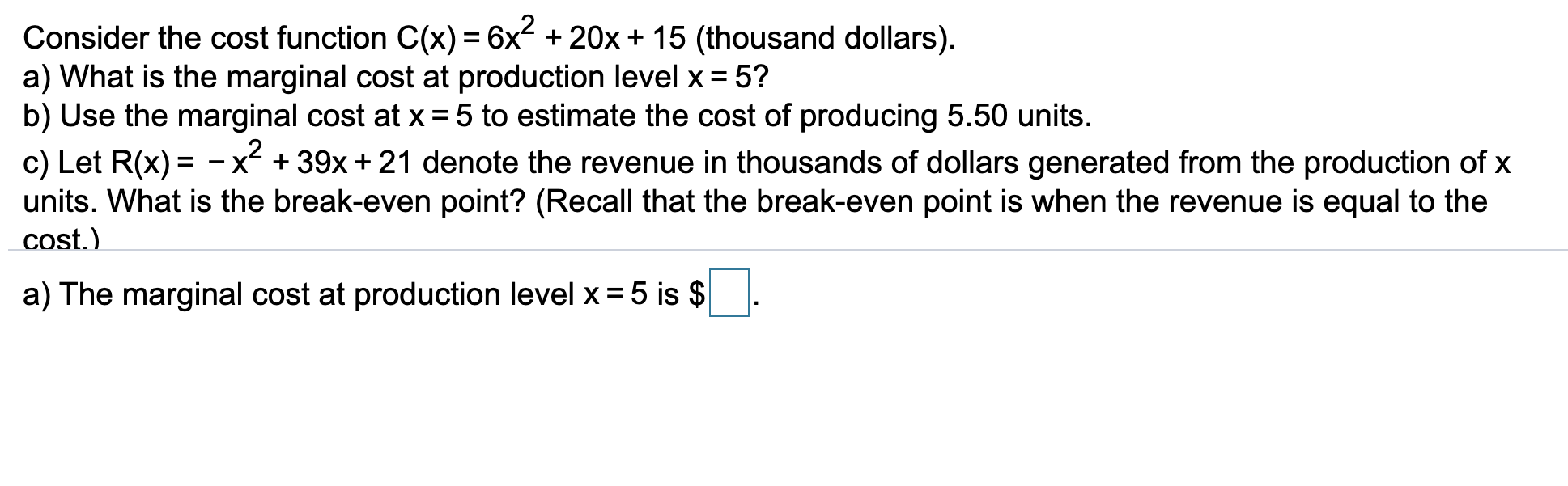 Solved Consider The Cost Function C X X X Chegg Com