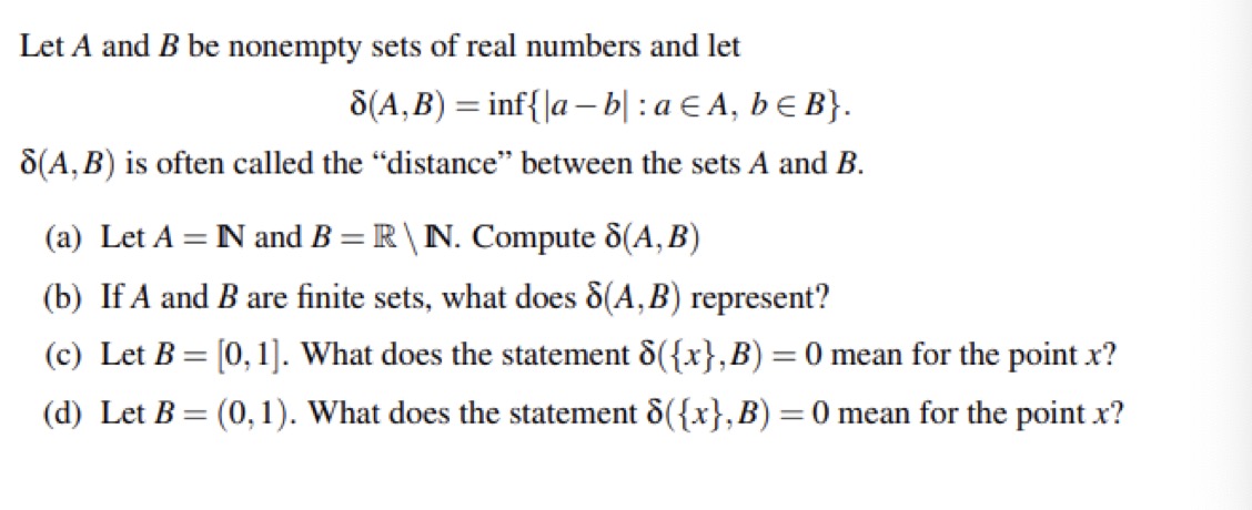 Solved Let A And B Be Nonempty Sets Of Real Numbers And Let | Chegg.com