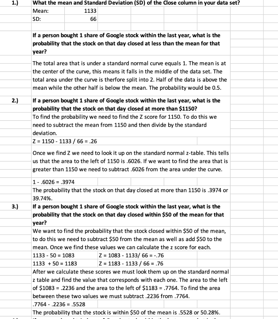 Solved 1.) What the mean and Standard Deviation (SD) of the | Chegg.com