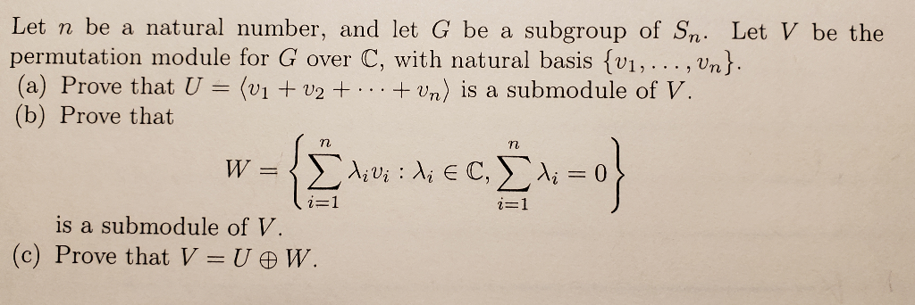 Solved Let N Be A Natural Number And Let G Be A Permutat Chegg Com