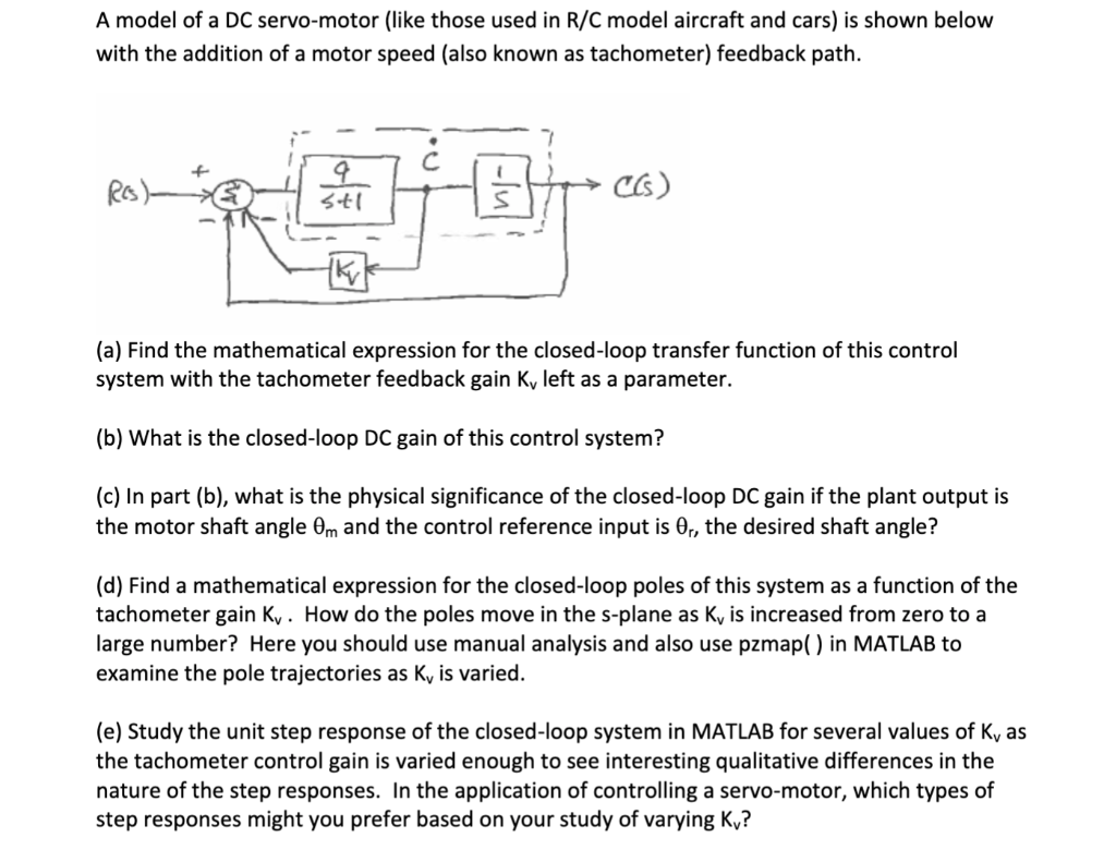 Solved A Model Of A Dc Servo Motor Like Those Used In R C Chegg Com