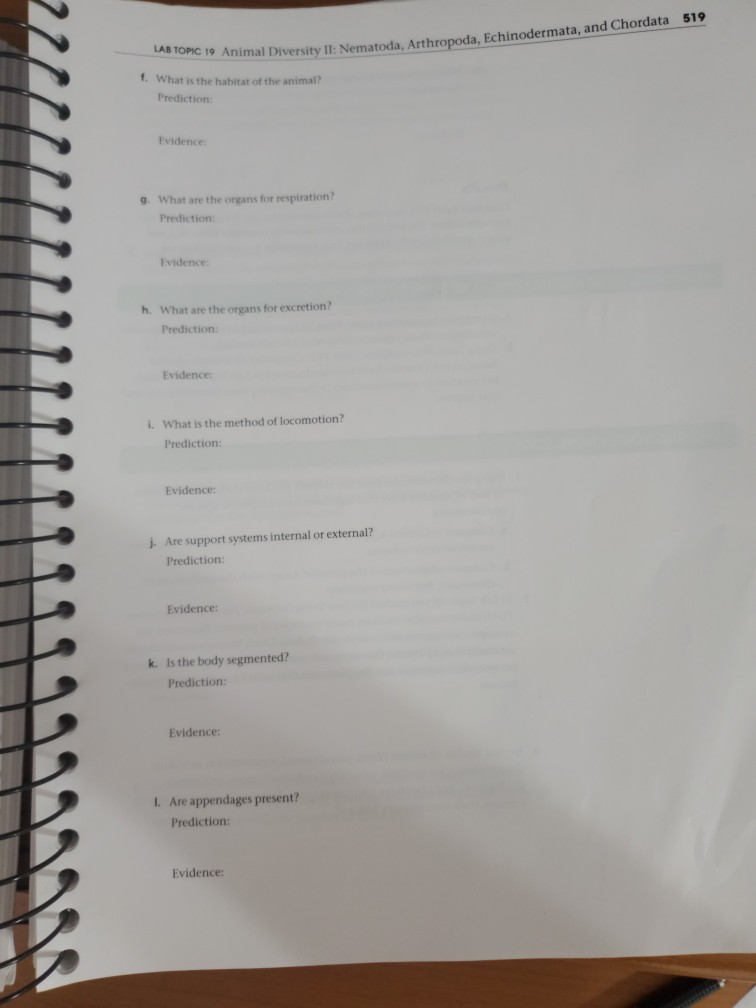 Solved LAB TOPIC 19 Animal Diversity II: Nematoda, | Chegg.com
