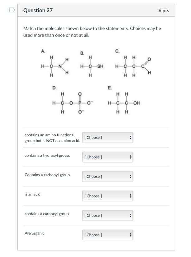 Solved Match The Molecules Shown Below To The Statements. | Chegg.com