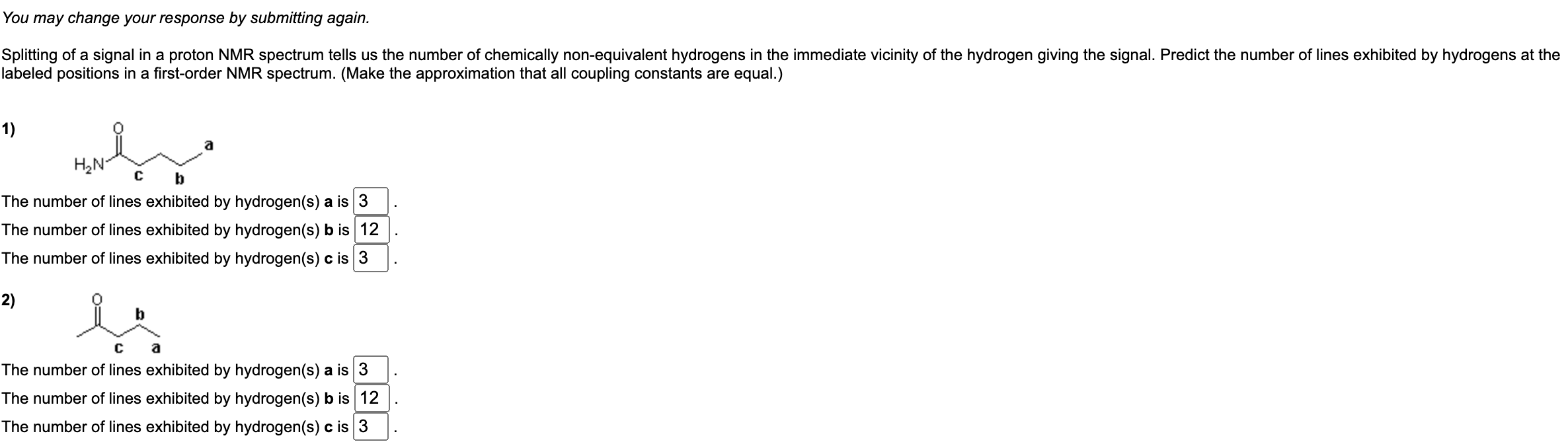 Solved Not Too Sure If My Answers For Hydrogen B Are | Chegg.com