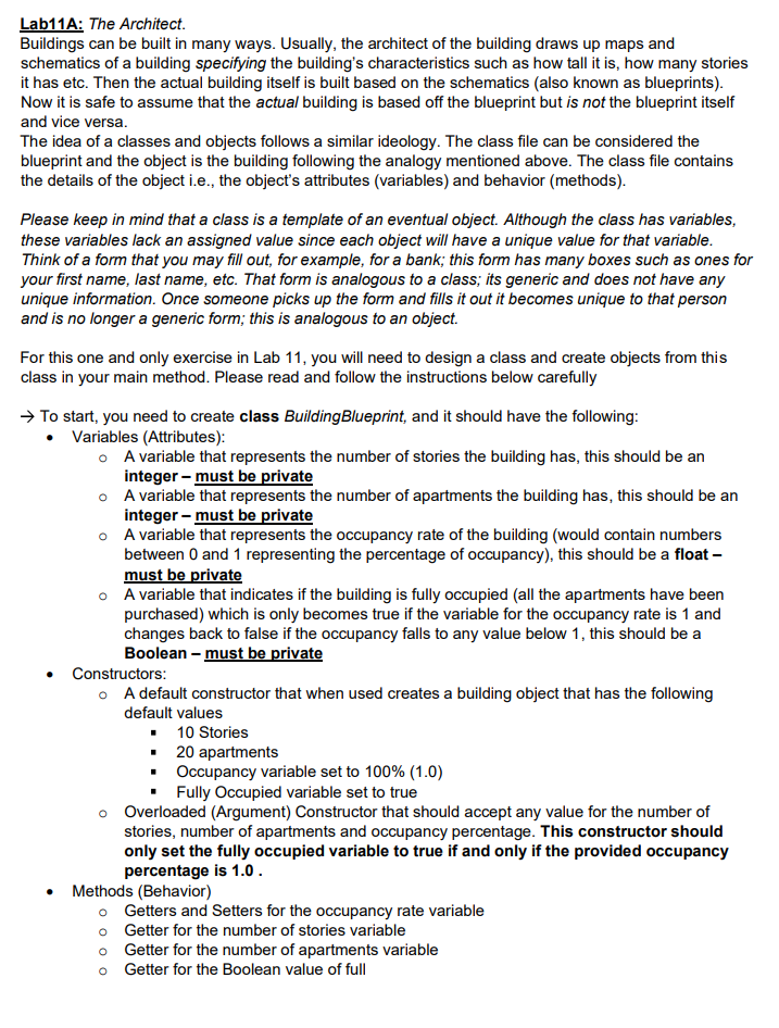 Solved Lab11A: The Architect. Buildings can be built in many | Chegg.com