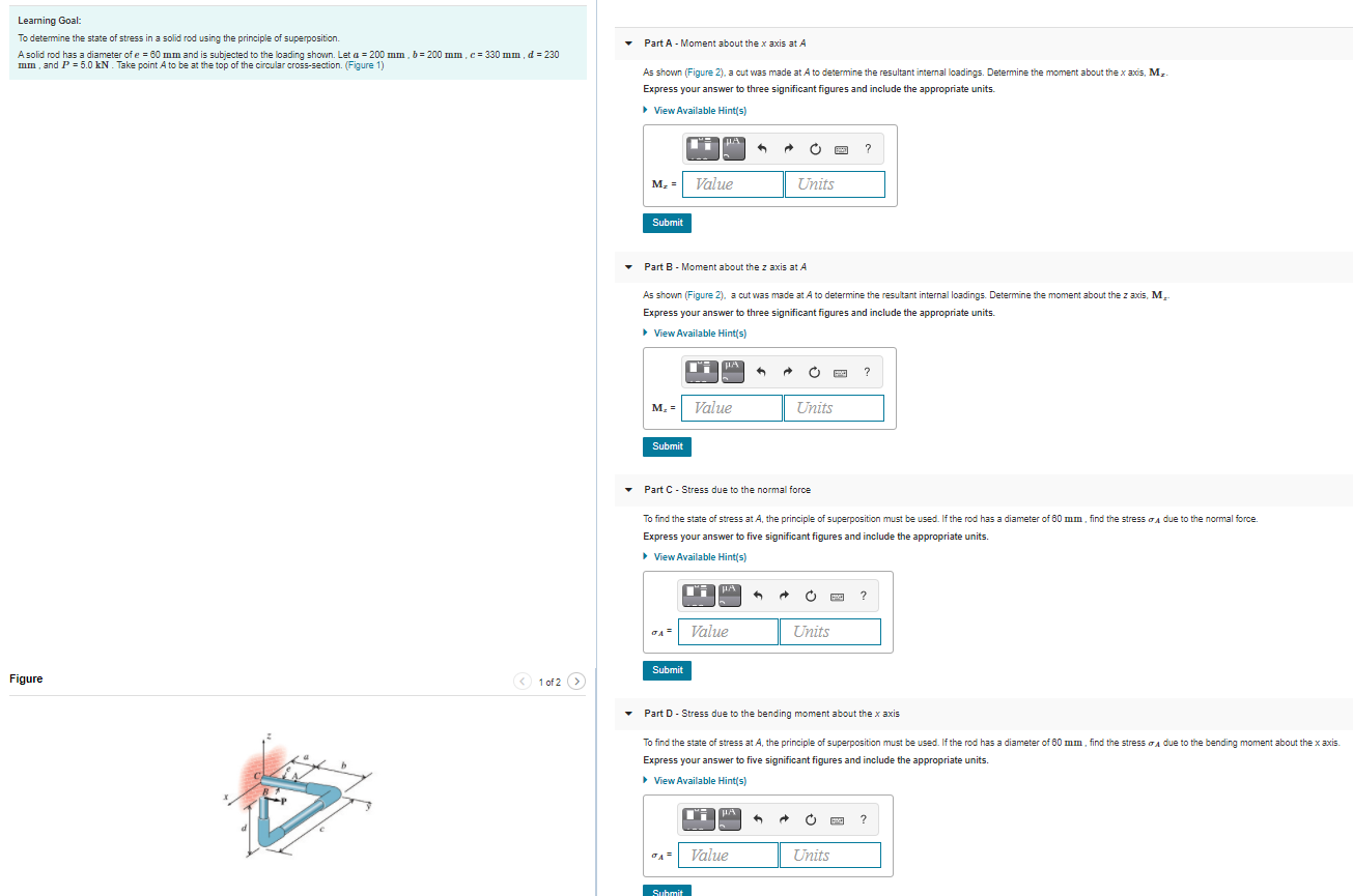 Solved Learning Goal: To determine the state of stress in a | Chegg.com