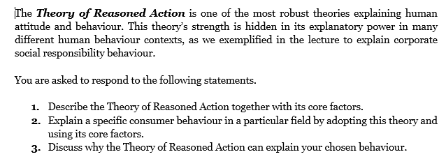 Solved The Theory Of Reasoned Action Is One Of The Most | Chegg.com