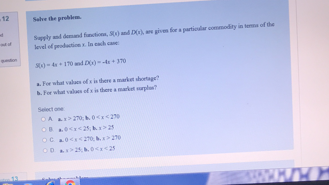 Solved 12 Solve the problem. ed Supply and demand functions, | Chegg.com