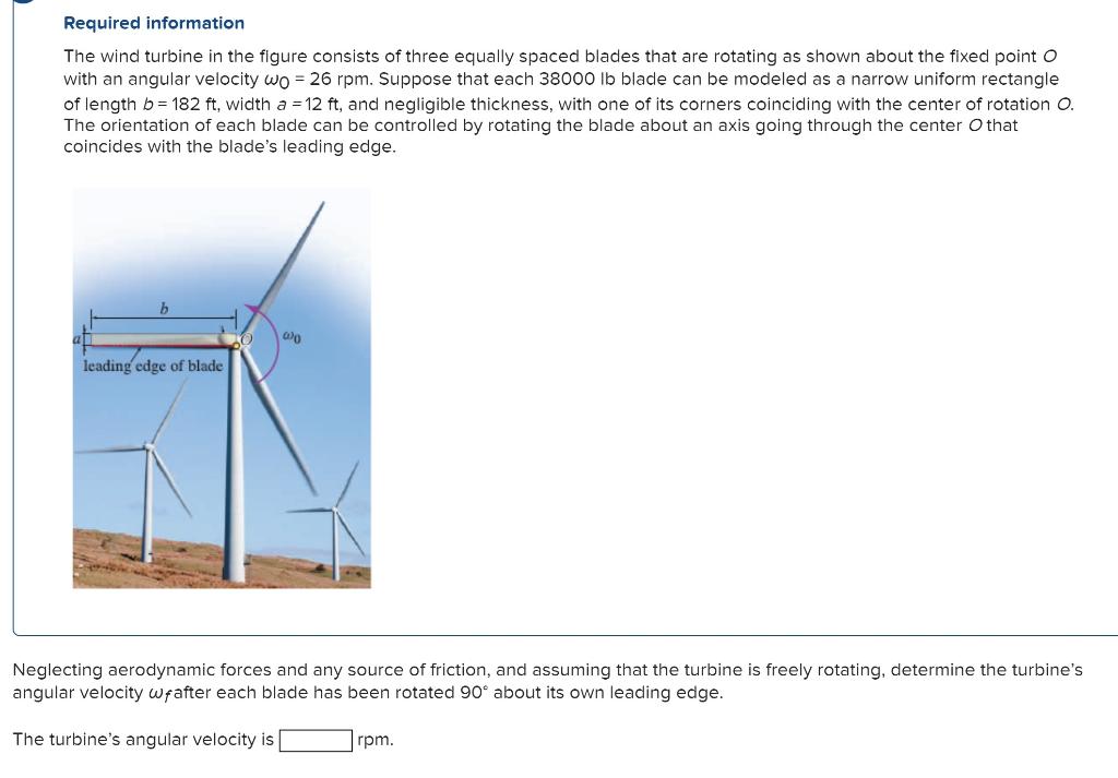 The Wind Turbine In The Figure Consists Of Three | Chegg.com