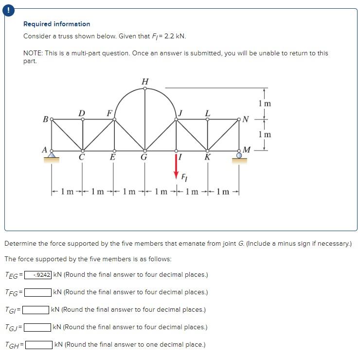 Solved Consider A Truss Shown Below. Given That FI = 2.2 | Chegg.com