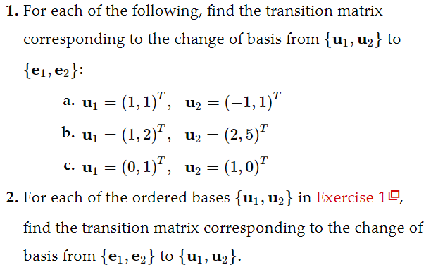 Solved = = 1. For each of the following, find the transition | Chegg.com