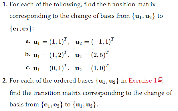 Solved = = 1. For Each Of The Following, Find The Transition | Chegg.com