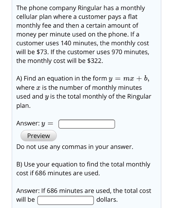 Solved The phone company Ringular has a monthly cellular
