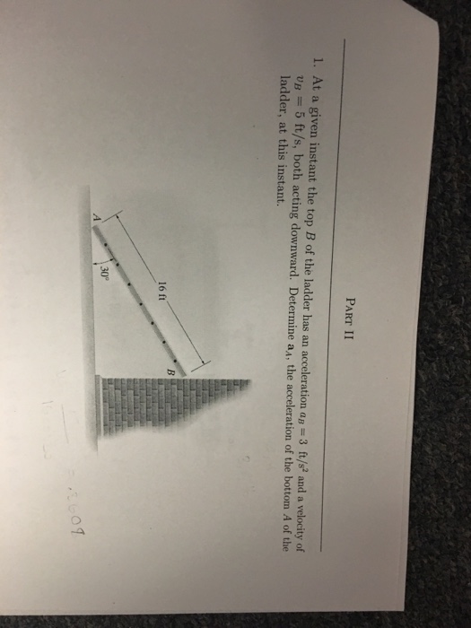 Solved PART II I. At A Given Instant The Top B Of The Ladder | Chegg.com