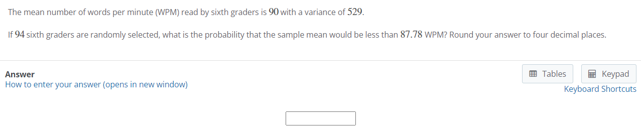 Solved The mean number of words per minute (WPM) ﻿read by | Chegg.com