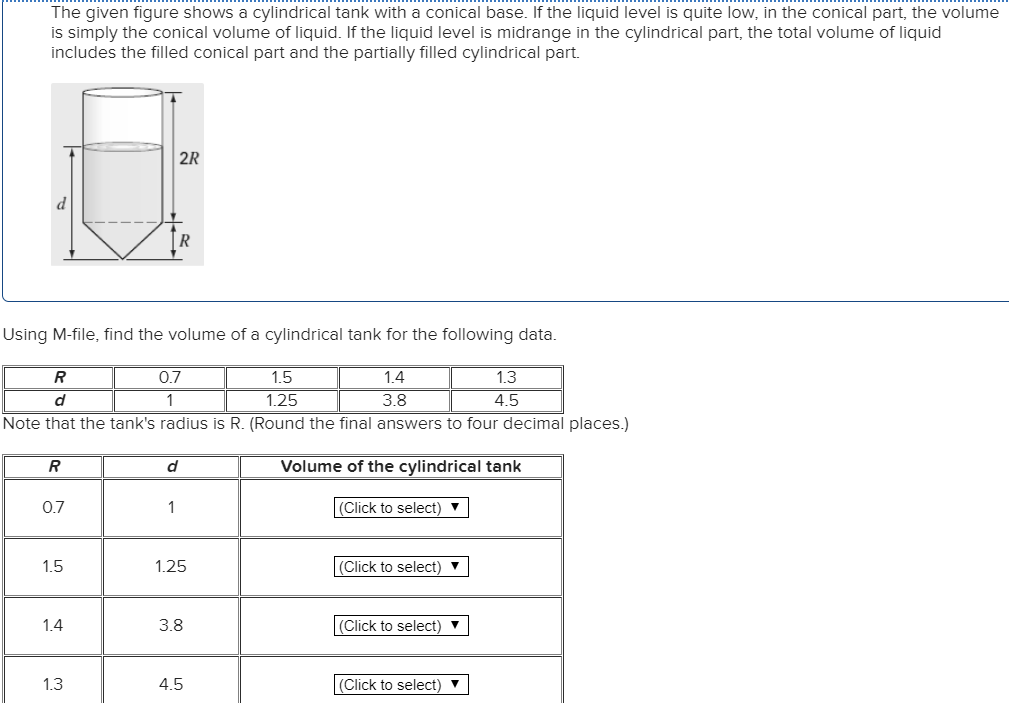 calculating volume of cylindrical tank