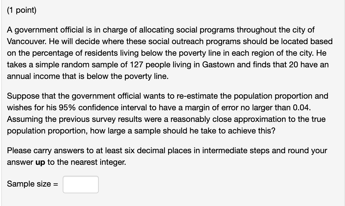 Solved 1 Point A Government Official Is In Charge Of Chegg