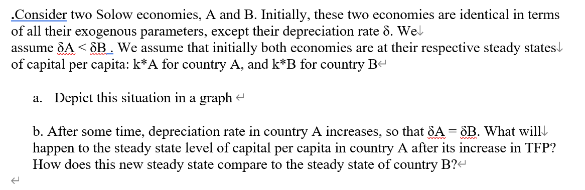 Solved .Consider Two Solow Economies, A And B. Initially, | Chegg.com