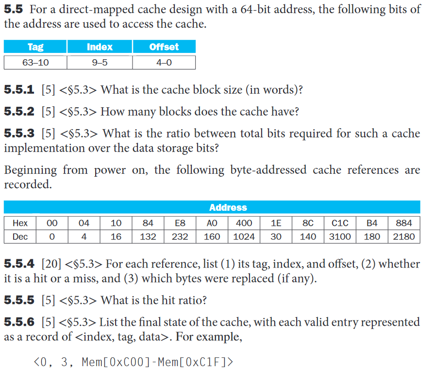 Solved 5.5 For a direct-mapped cache design with a 64-bit | Chegg.com
