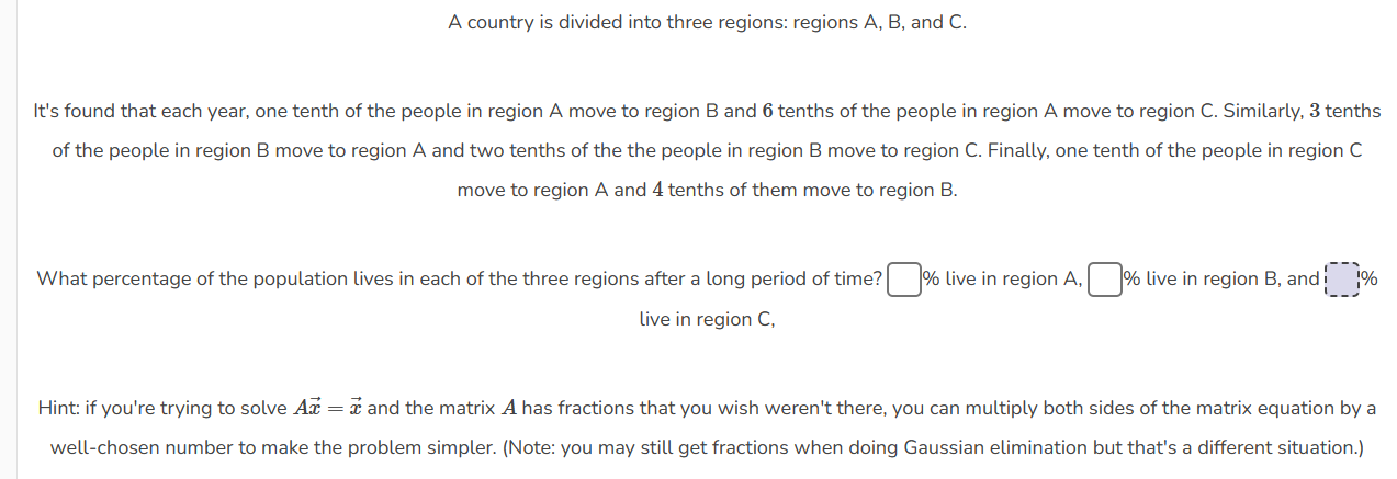 Solved A country is divided into three regions: regions A,B, | Chegg.com